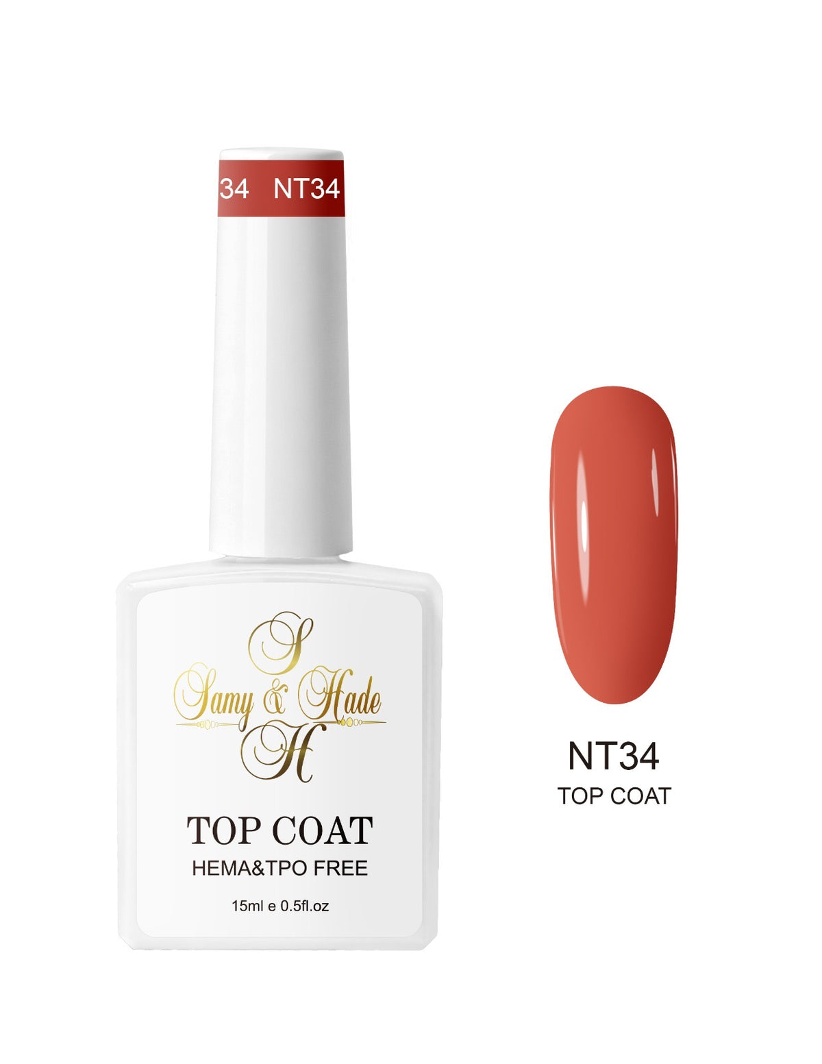 Top coat color colección 15ml  (Hema & TPO FREE ) 34 colores