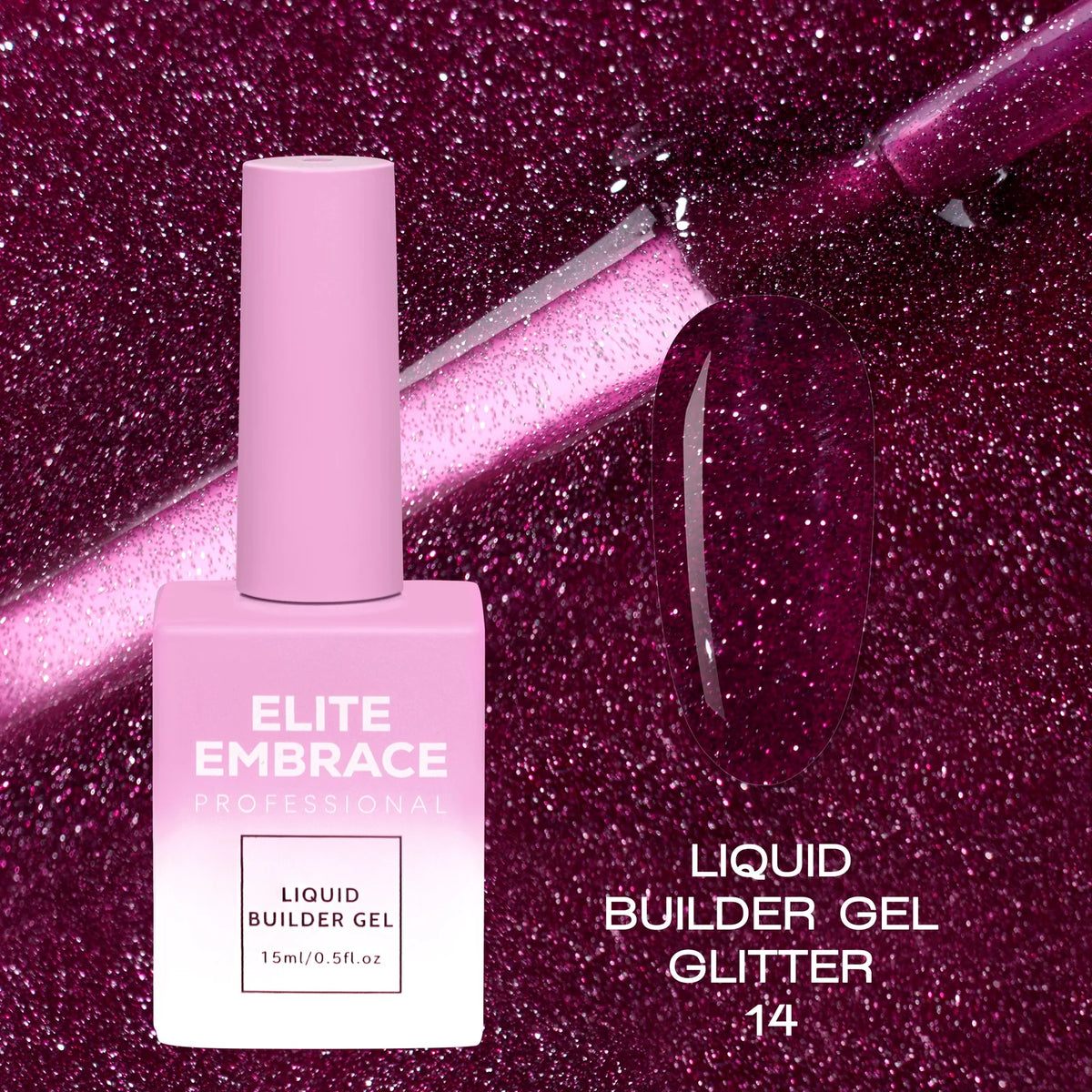ELITE EMBRACE Professional Liquid Builder Gel Glitter – 15 ml