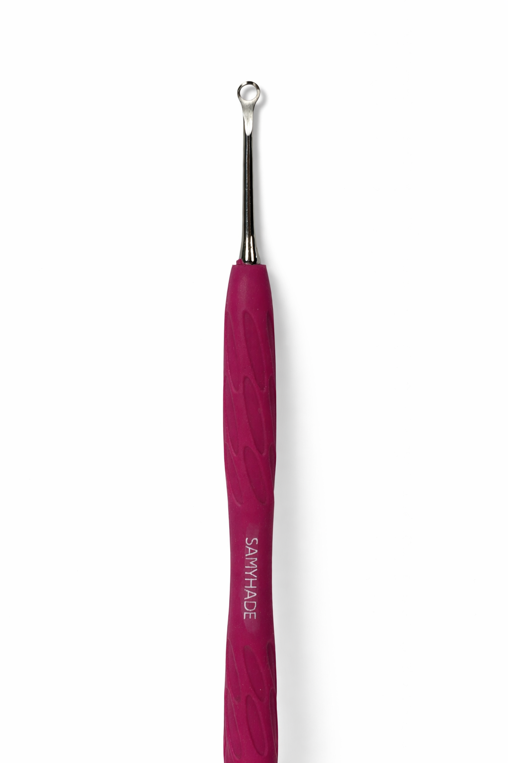 Manicure pusher  with pink silicone handle (straight flat and loop pusher)