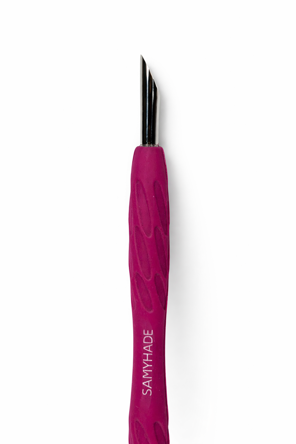 Manicure pusher  with pink silicone handle (straight flat and loop pusher)
