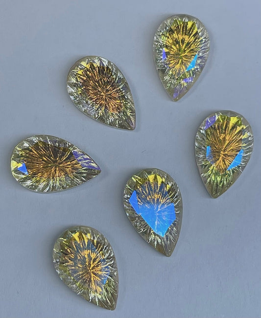 Crystals color sunshine gold water drop shape 6 PCs