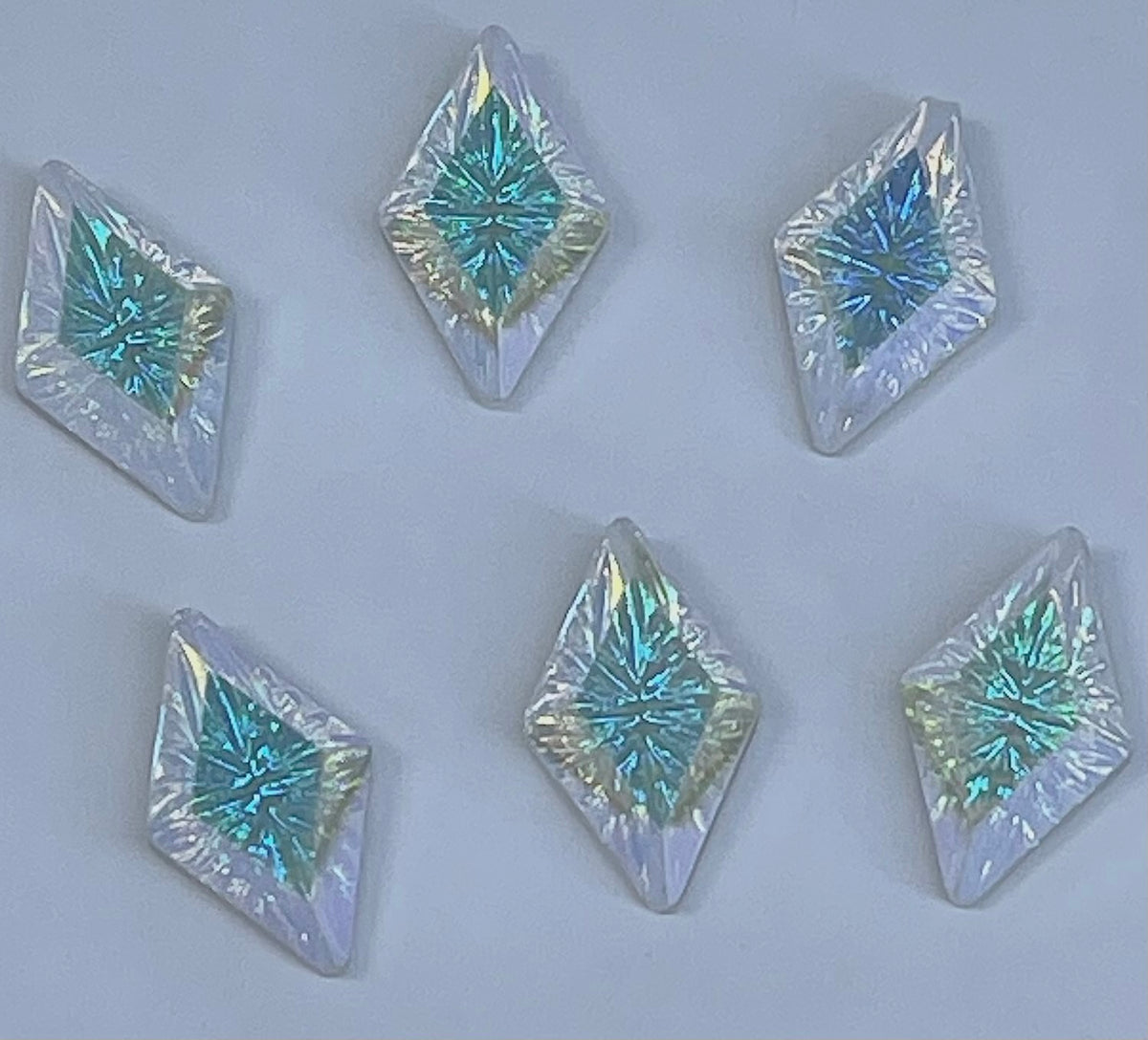 Crystals Ab color  Diamond shape  6 PCso