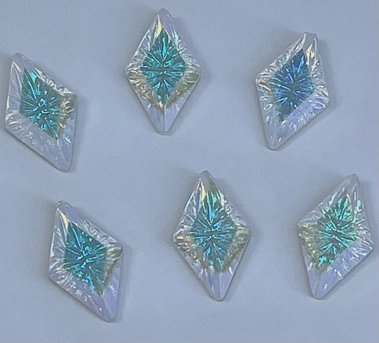 Crystals Ab color  Diamond shape  6 PCso