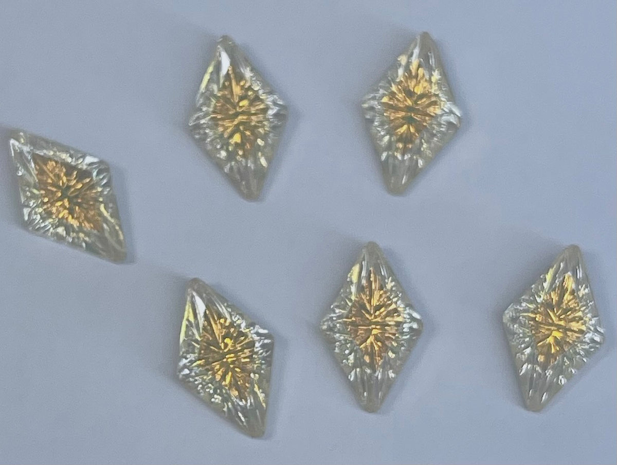 Crystals Sunshine gold color  Diamond shape  6 pcs